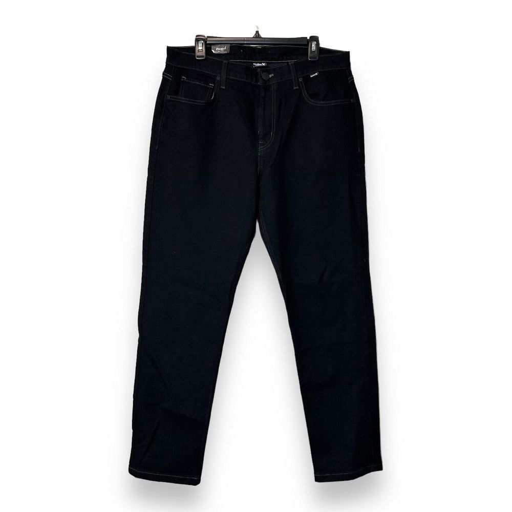 Hurley Worker Pants Mens Size 34 Black Stretch Slim Fit 14.5" Leg Opening